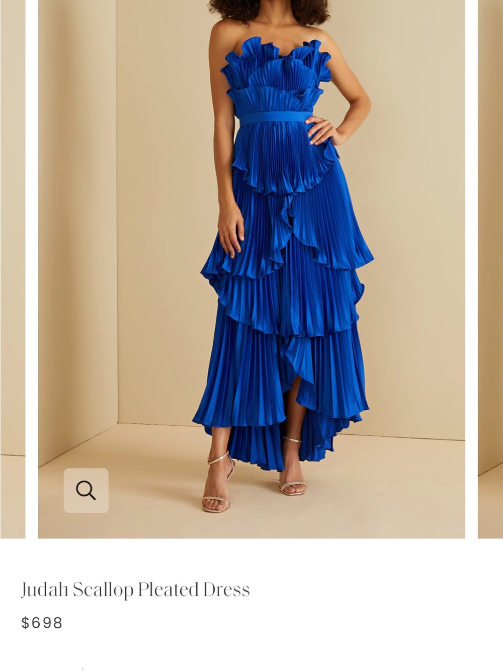 AMUR Judah Scallop Pleated Dress in Electric Blue